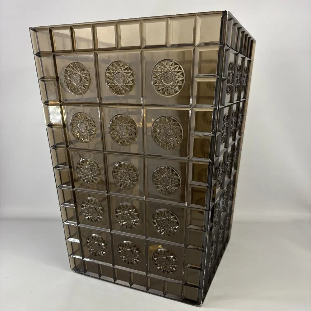 Vtg MCM Starburst Smoked Brown Geo Plastic Wastebasket – Reflections by Festival